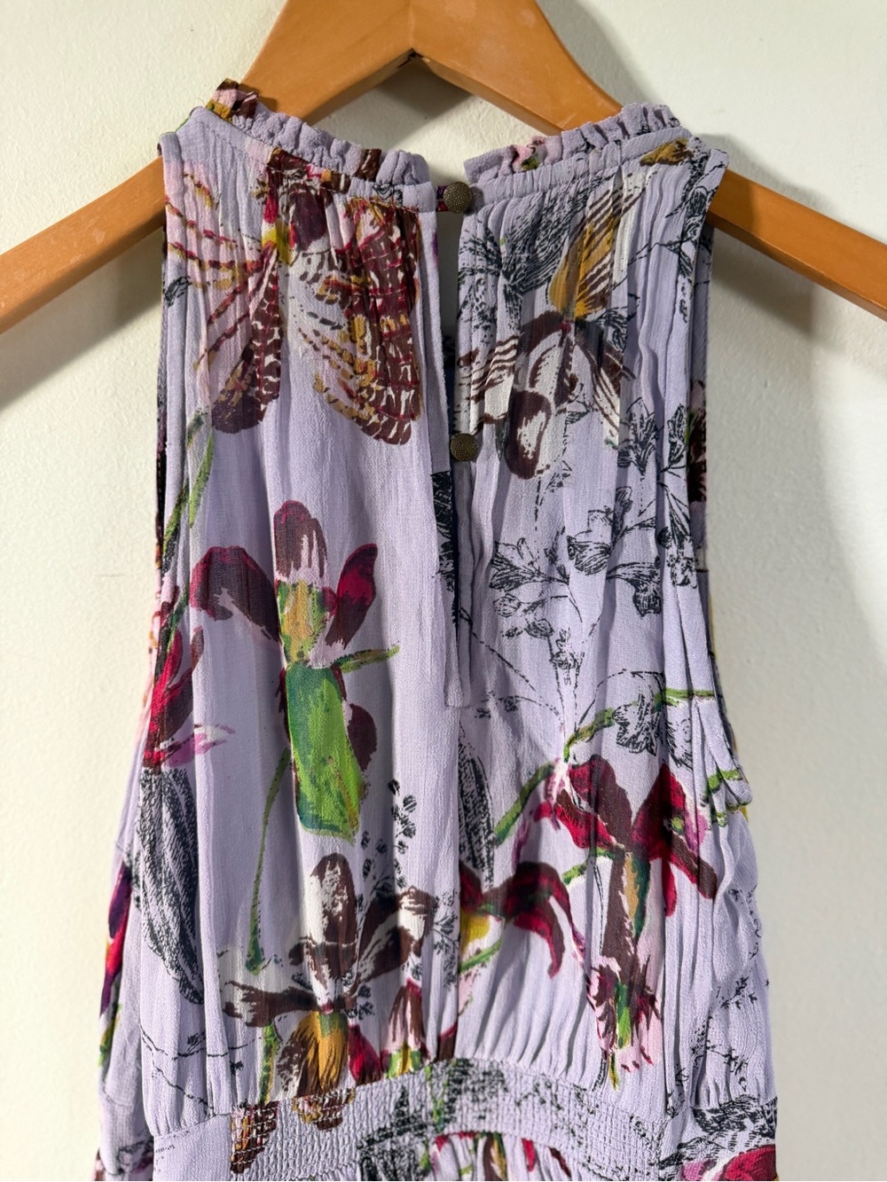 By Anthropologie Lavender Floral Maxi Dress sleeveless size 0 - Picture 3 of 8